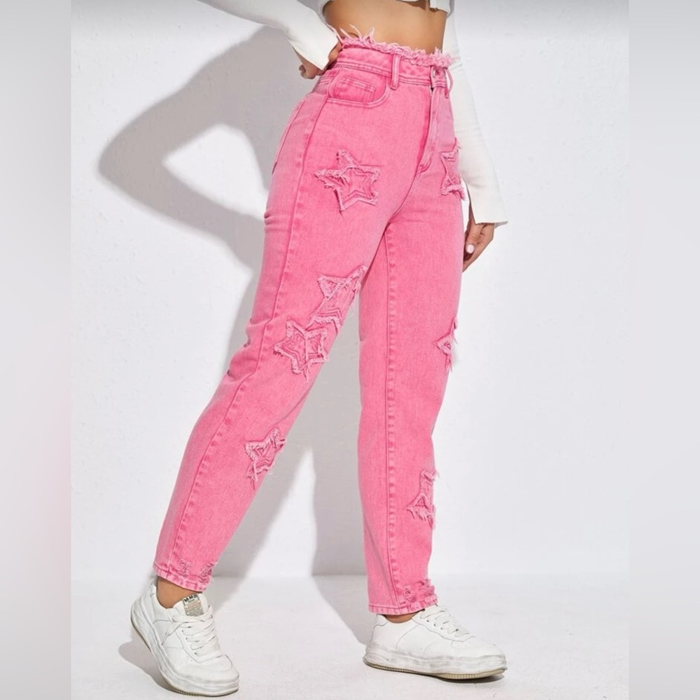 Pink Star Straight Leg Jeans